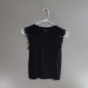 Black Lace Trim Sleeveless Top
